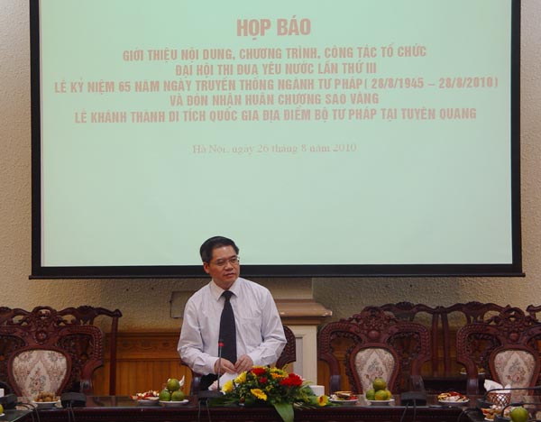 Bộ Tư pháp tổ chức họp báo về nội dung, chương trình, công tác tổ chức các sự kiện lớn của ngành