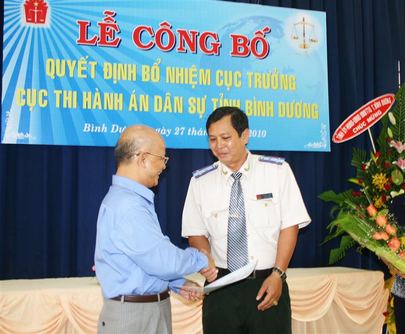 Bình Dương: Công bố quyết định bổ nhiệm Cục trưởng Cục Thi hành án dân sự