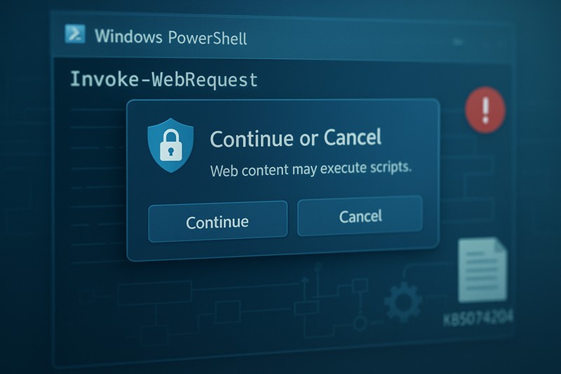 Windows PowerShell hiện thông tin cảnh báo khi chạy tập lệnh Invoke-WebRequest