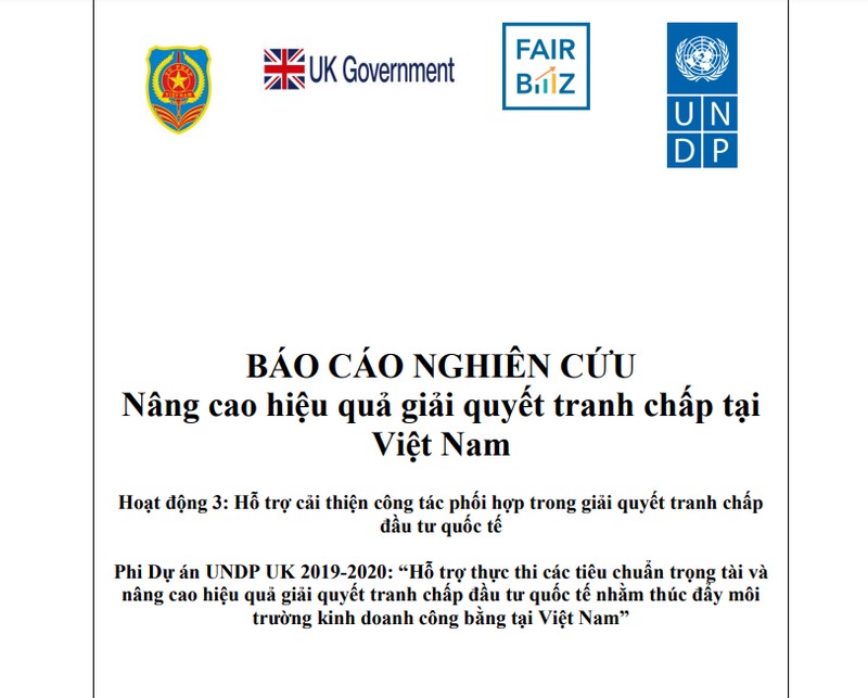Báo cáo nghiên cứu nâng cao hiệu quả giải quyết tranh chấp tại Việt Nam trong khuôn khổ Dự án UNDP UK 2019 - 2020